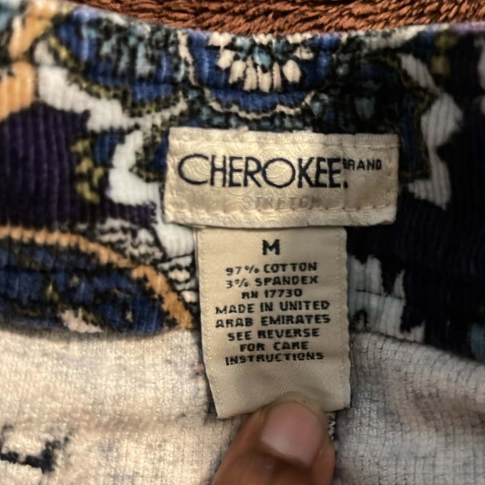 Cherokee Skirt Girls Size Medium Blue Multicolored Corduroy Paisley Print Mini - Picture 4 of 6